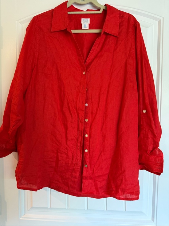 Sigrid Olsen Tops - Sigrid Olsen Vibrant Red Linen Shirt